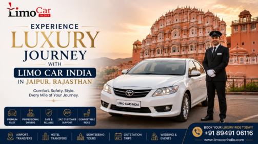 Luxury chauffeur-driven car service by Limo Car India in Jaipur Rajasthan with premium sedan and professional driver near Hawa Mahal