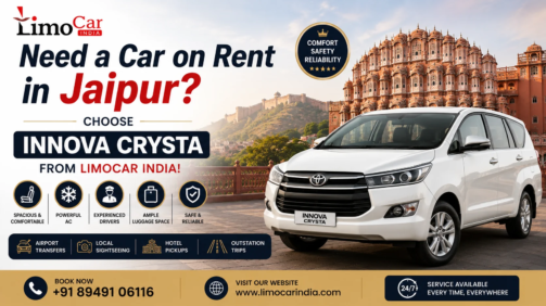 Toyota Innova Crysta car on rent in Jaipur by Limo Car India with professional chauffeur and premium travel service