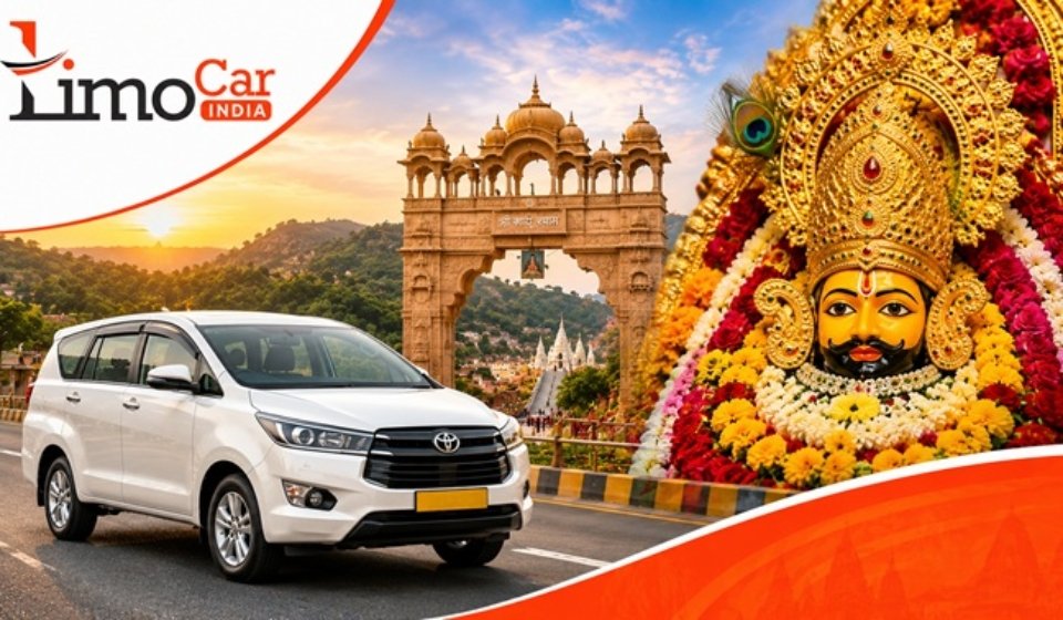 White Toyota Innova by Limo Car India on the way to Khatu Shyam Ji Temple, offering comfortable taxi service for Khatu Shyam darshan from Jaipur.