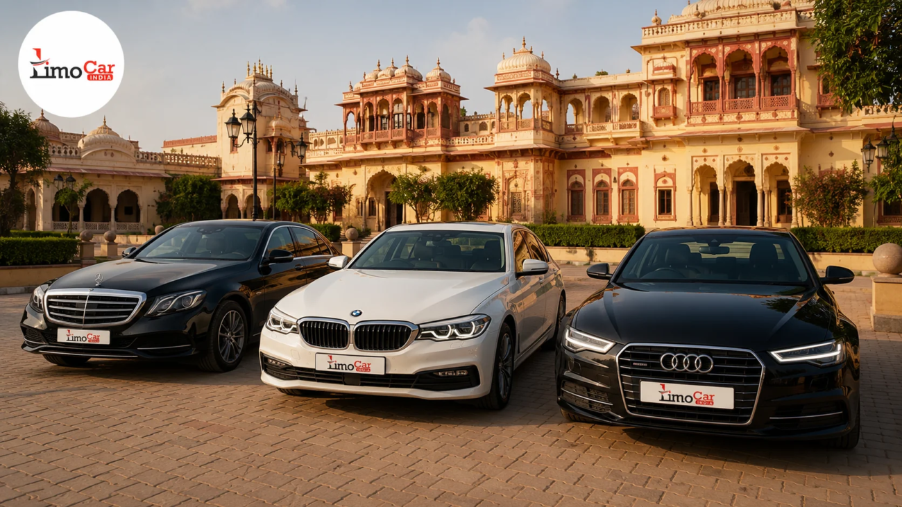 Luxury car rental in Jaipur by Limo Car India featuring Mercedes-Benz, BMW and Audi premium chauffeur-driven cars