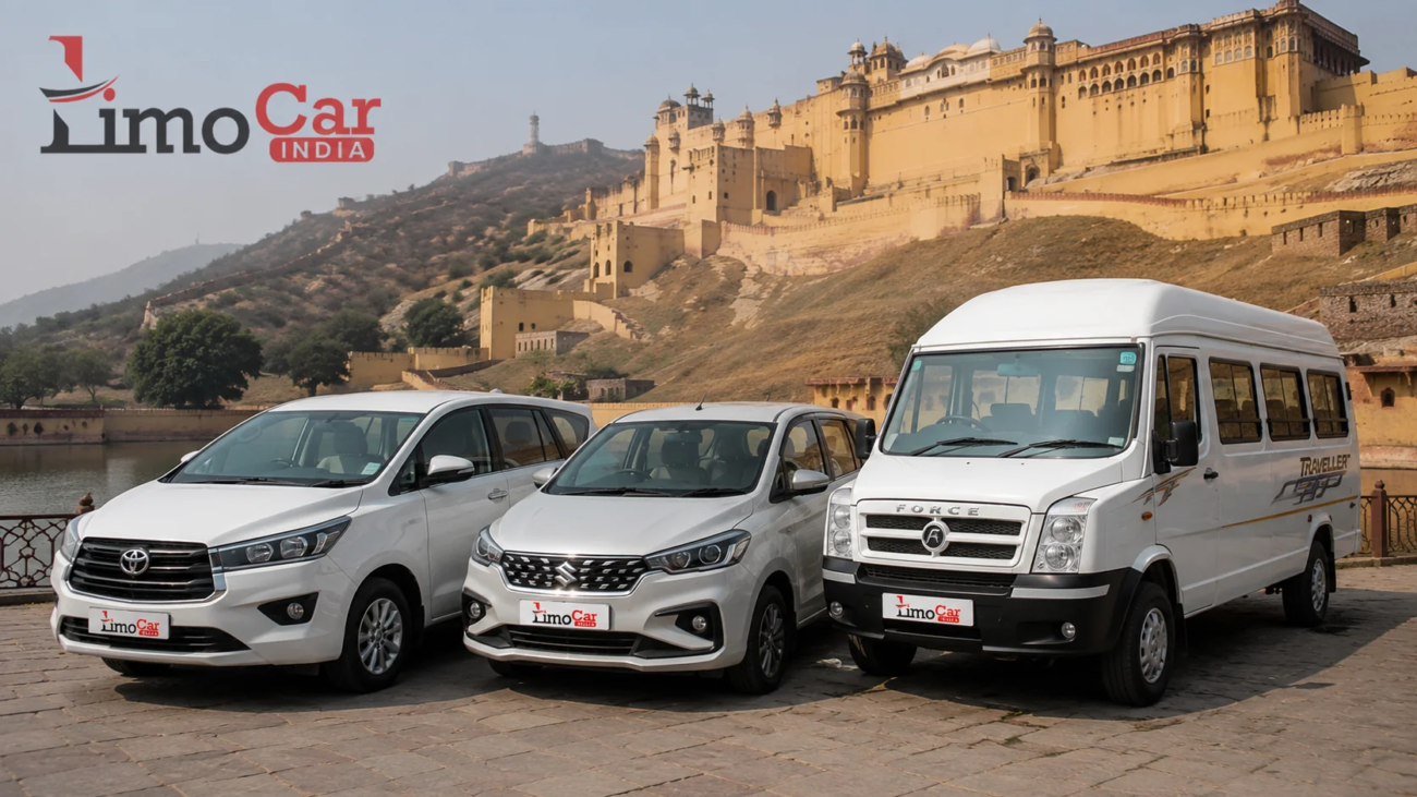 Travels car rental service in Jaipur by Limo Car India featuring Toyota Innova, Maruti Ertiga and Force Traveller for local and outstation travel