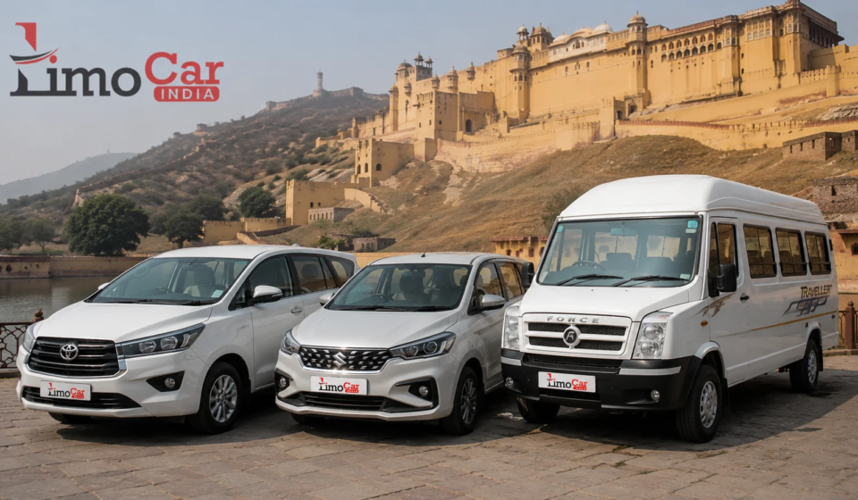 Travels car rental service in Jaipur by Limo Car India featuring Toyota Innova, Maruti Ertiga and Force Traveller for local and outstation travel